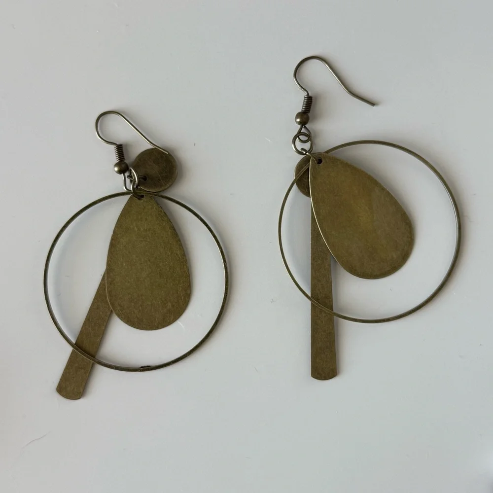 Boho Black and Gold Earrings - Picture 2 of 2